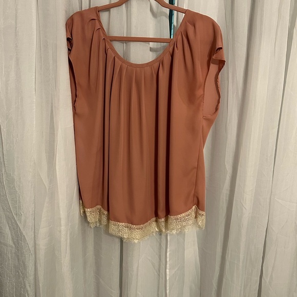 LC Lauren Conrad Tops - LC Lauren Conrad Orange Cap Sleeve Embellished Blouse